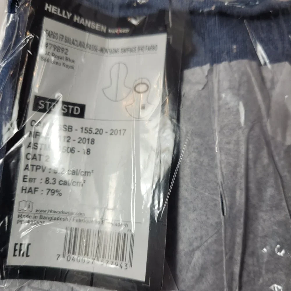 NWT Helly Hansen Workwear Fargo Flame Resistant Balaclava Royal Blue